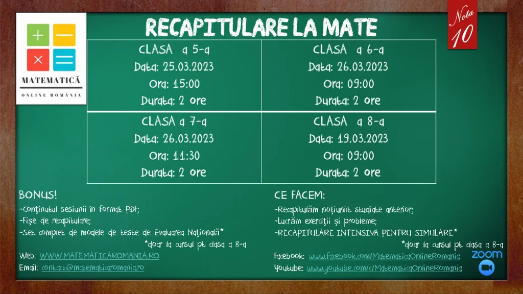 Curs recapitulare la mate CLASA a 6-a